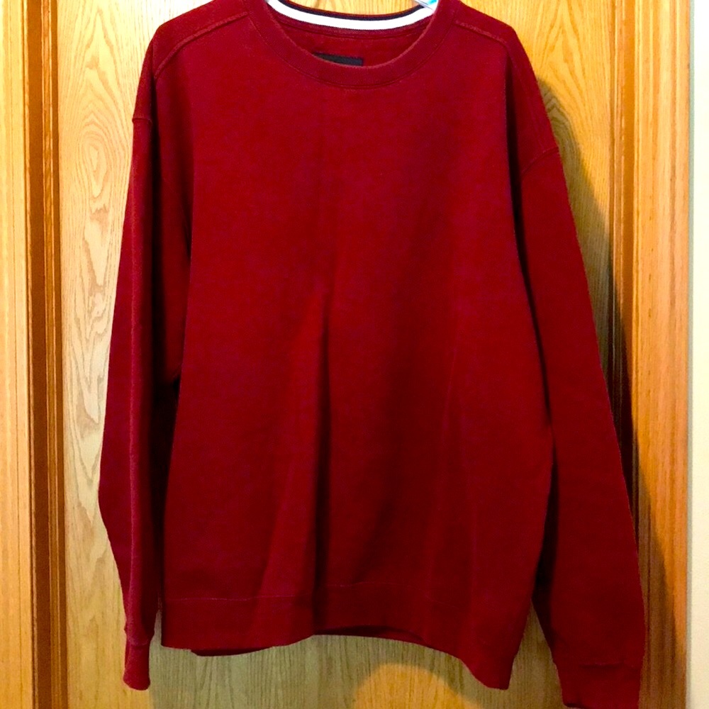 Red XL tall XLT 56” chest sueded fleece pullover men’s red sweatshirt VGUC
